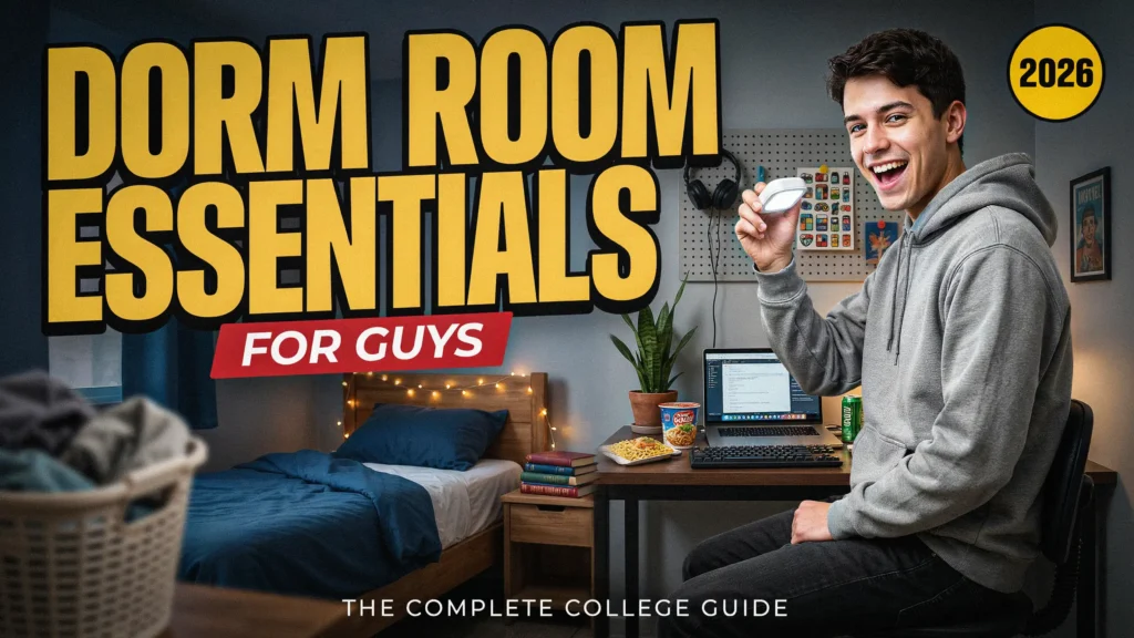 Dorm room essentials for guys in a college dorm room